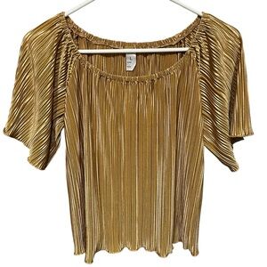 Golden Square Neck Pleated Blouse - size large